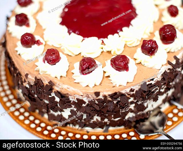Sahnetorte in einer Makro Nahaufnahme Fotografiert Cream cake photographed in a macro close-up