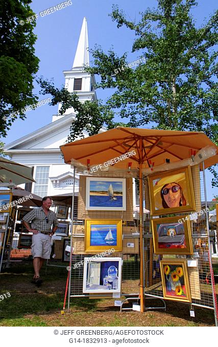 Massachusetts, Cape Cod, Chatham, Main Street, First Congregational Church of Chatham, organized 1720, Annual Festival of the Arts, fair, art vedor, for sale