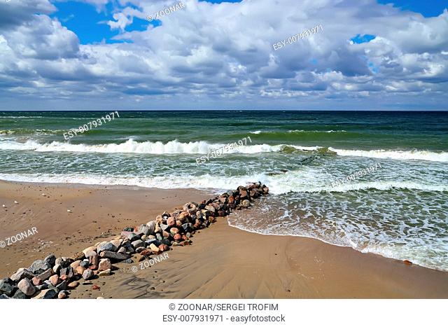 Baltic beach and breakwater