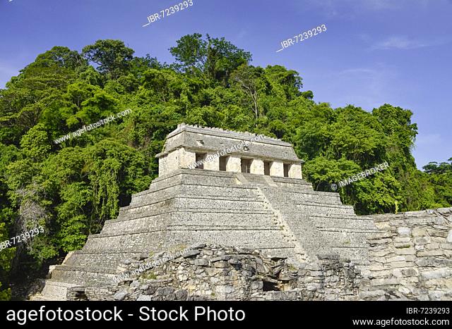 Temple of the Inscriptions (Templo de las Inscripciones), Mayan ruins, Palenque, Chiapas, Mexico, Central America