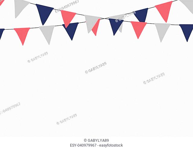 Festive bunting flags. Holiday decorations. Vector illustration