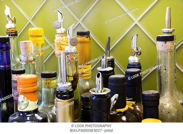 Collection of bottles in kitchen