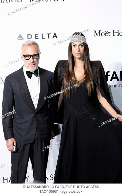 Gianluca Vacchi and Giorgia Gabriele on the red carpet of amfAR Milano 2016 at La Permanente. September 24, 2016 in Milan, Italy
