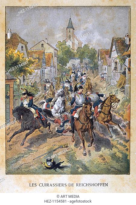'Les Cuirassiers de Reichshoffen', 6th August 1870, Franco-Prussian War, 1870-1871. French cavalry in action during the Battle of Reichshoffen (Battle of Worth)