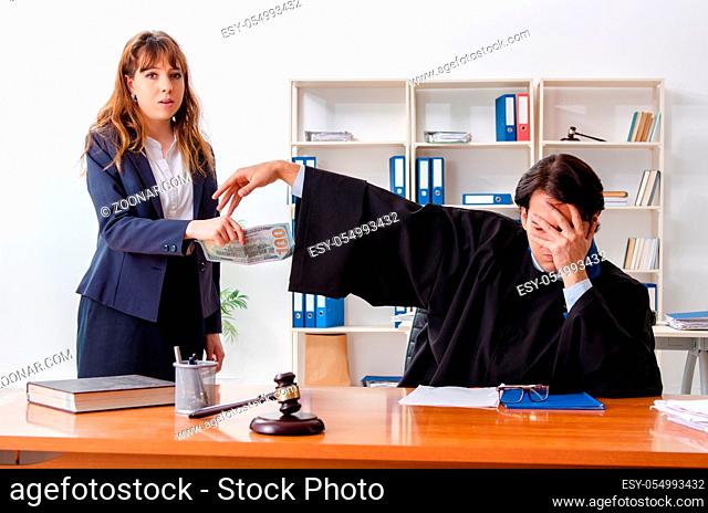 Young woman visiting male lawyer