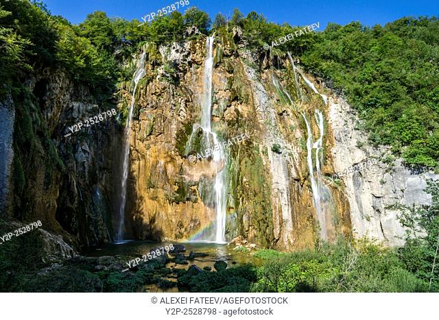 The Large Waterfall in Plitvitse National Park in Croatia