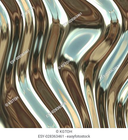 Smooth glossy chromed warped reflective metal surface texture