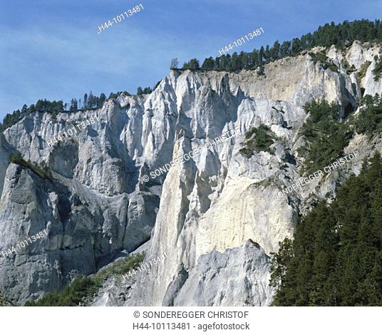 10113481, earth, erosion forms, erosion, Rhine gulch, scenery, rock, cliff, limestone, Rabiosa, cliff pyramids, canton Graubün