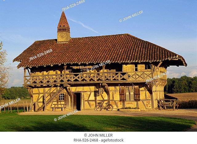 Half timbered traditional farm with tile roof, at St. Trivier de Courtes near Bourg en Bresse, in the Rhone Alpes, France, Europe