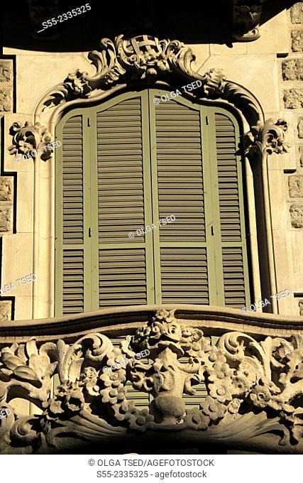Window and shutters. Rambla Catalunya, Barcelona, Catalonia, Spain