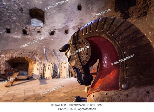 Romania, Transylvania, Hunedoara, Corvin Castle, armor display