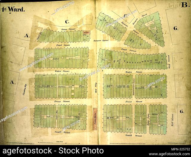 1st Ward. Plate B: [Map bounded by Stone Street, Beaver Street, Hanover Street, Wall Street, South Street, Coenties Slip; Including Pearl Street, Water Street