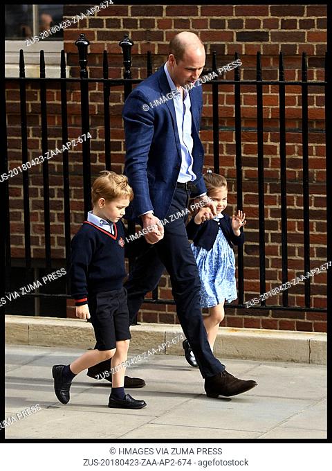 April 23, 2018 - London, London, United Kingdom - Duke and Duchess of Cambridge- New Baby. Prince William brings Prince George and Princess Charlotte to see...