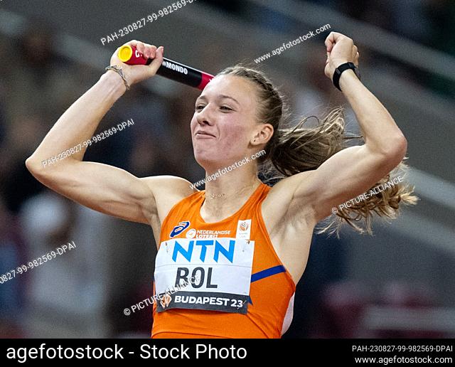 27 August 2023, Hungary, Budapest: Athletics: World Championship, 4x400m relay, women, final, at the National Athletics Center