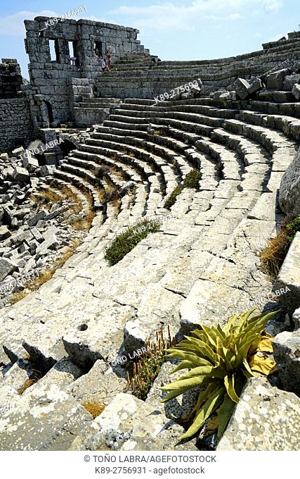 Amphitheater of Termessos. The unexcavated Pisidian city. Ancient Greece. Asia Minor. Turkey