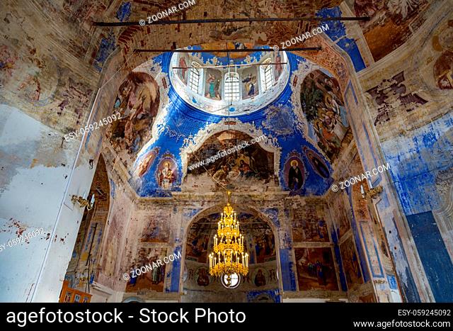 UGLICH, RUSSIA - JUNE 17, 2017: Interior of the Church of the Theodorovskaya icon of the Mother of God. Architectural monument built in 1818
