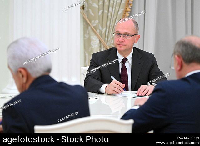 RUSSIA, MOSCOW - DECEMBER 15, 2023: Russia's First Deputy Chief of Staff of the Presidential Executive Office Sergei Kiriyenko attends a meeting of Russia’s...