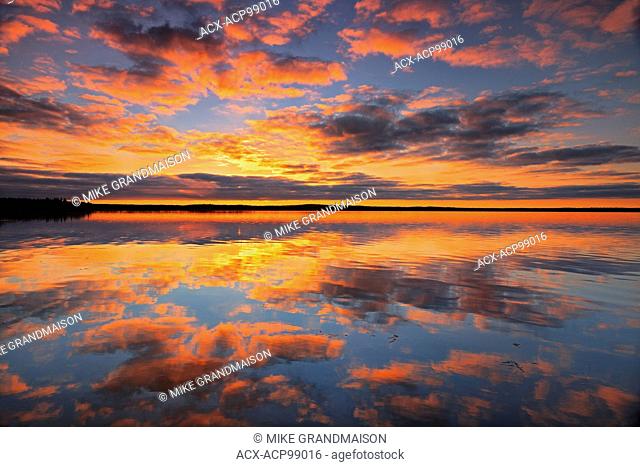 Morning reflection in Namekus Lake Prince Albert National Park Saskatchewan Canada