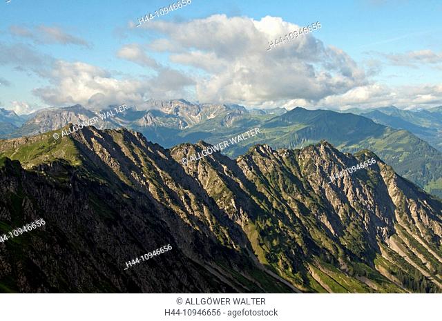 Allgäu, Alps, Bavaria, near Oberstdorf, mountains, mountainous, mountain landscape, Germany, Europe, mountains, Höfatsblick, nature, Nebelhorn, panorama
