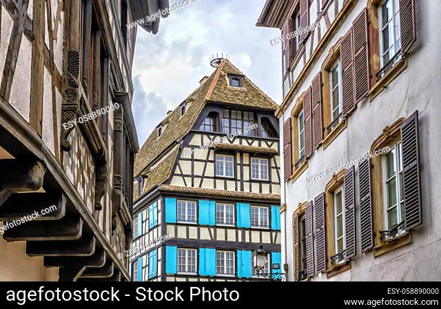 Close up on historical houses in Petite France, Strasbourg, France