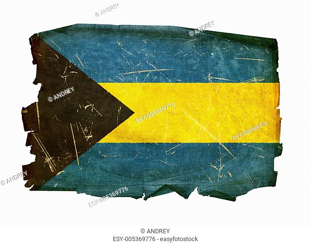 Bahamas Flag old, isolated on white background