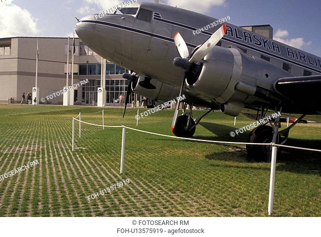Seattle, Museum of Flight, Washington, A DC-3 is displayed outside the Museum of Flight in Seattle in the state of Washington