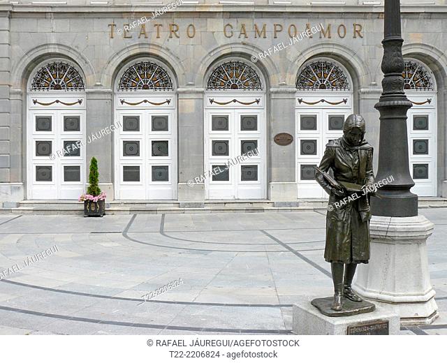 Oviedo (Spain). Campoamor Theatre in the historic center of the city of Oviedo