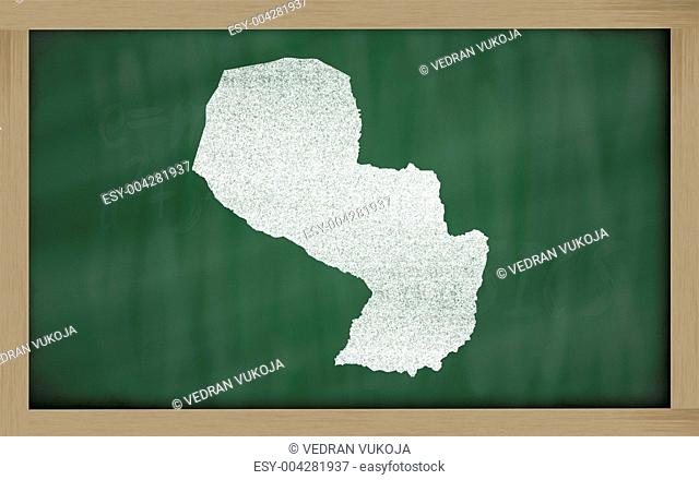 outline map of paraguay on blackboard