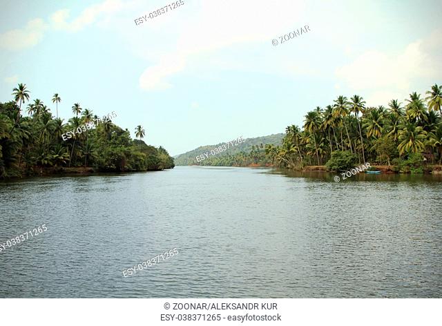 Tiracol river at sunny day, Goa India
