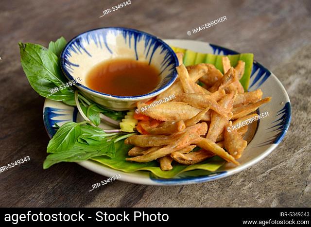 Deep fried anchovies, Secret Garden Restaurant, Ho Chi Minh City, Vietnam, Asia