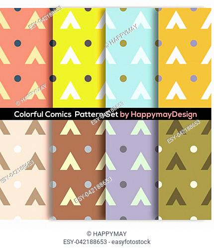 Colorful Graphic Set 0f 8 Ready To Use Pattern Vector Illustration