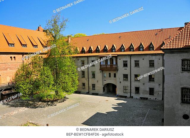 Castle of the Teutonic Order - castle courtyard and West Kashubia Museum in town Bytow, Pomeranian Voivodeship, Poland. The Gothic castle of Bytow is the most...
