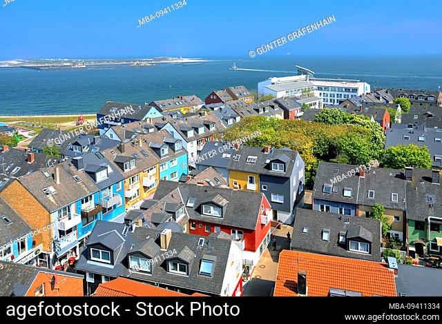 View of the village center on the lower land against the Badedüne, Heligoland, Helgoland Bay, German Bay, North Sea island, North Sea, Schleswig-Holstein