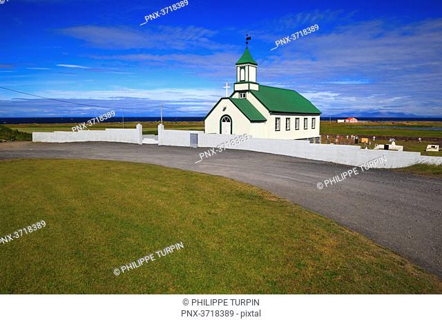 Iceland, Sudurnes, Gardur. Church