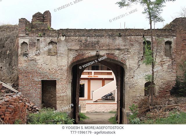 Entrance door Close up at Palace of Chaskar-Joshi, Chaskar Wada, Joshi Wada, Chaskaman, Pune, Maharashtra, India