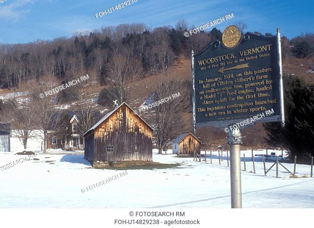ski resort, winter, Woodstock, snow, Site of the First Ski Tow (ski lift) in the U.S.A. in Woodstock in Windsor County in the state of Vermont