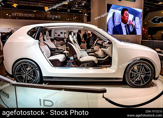 FRANKFURT - SEPT 2015: Yanfeng ID16 concept car prototype presented at IAA International Motor Show on September 20, 2015 in Frankfurt, Germany