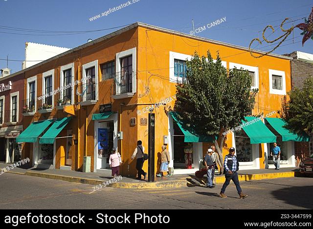 View to the colonial buildings in the city center of Tlaxcala, Tlaxcala State, Mexico, Central America