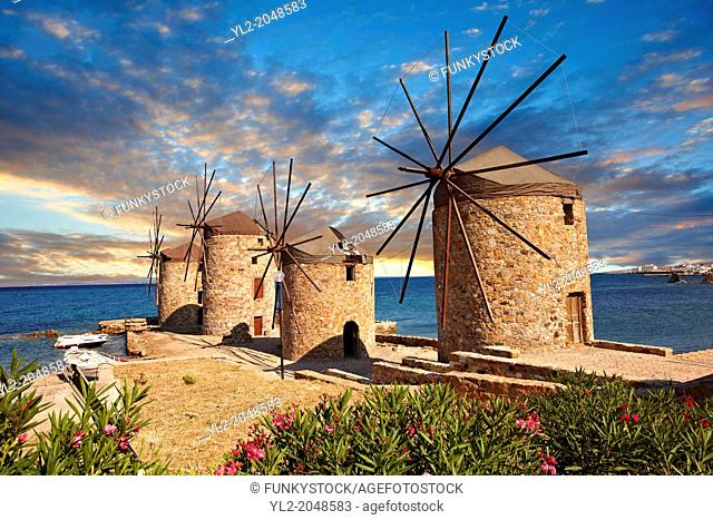 Widmills in Chios Chora. Chios Chios Island, Greece