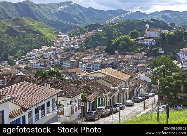 Ouro Preto, Old city street view, Brazil, South America