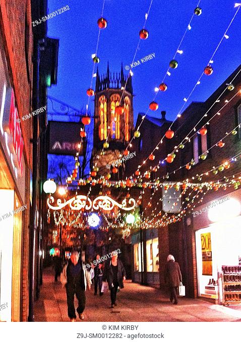 Christmas lights Coppergate Shopping Centre York North Yorkshire England UK United Kingdom GB Great Britain
