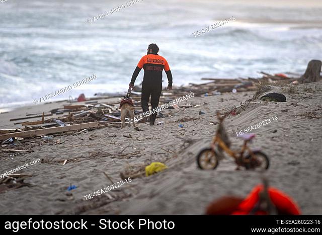 Debris wash ashore following a shipwreck, at a beach near Cutro, Crotone province, southern Italy, 26 February 2023. Italian authorities recovered at least 40...