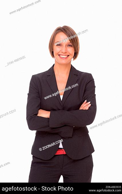 Business woman in suit isolated on white