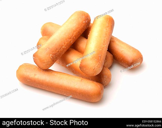 Group of fresh bread sticks isolated on white