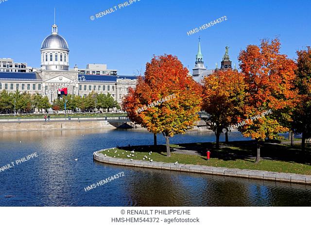 Canada, Quebec Province, Montreal, Old Montreal, Old Port, Notre Dame de Bonsecours Chapel, the Autumn leaf colors