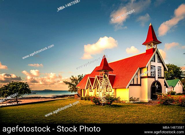 The church of Cap Malheureux on Mauritius in the sunset