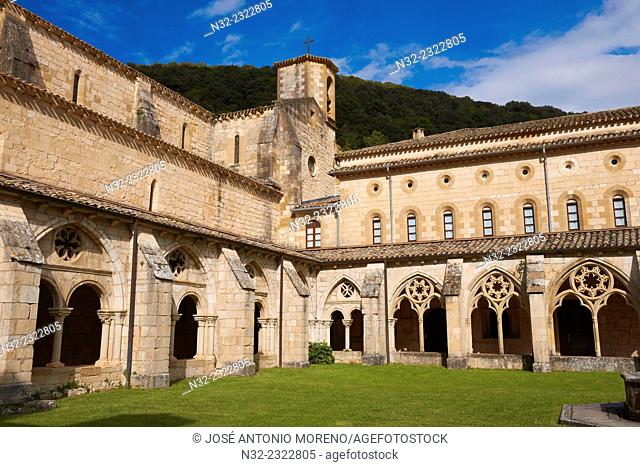 Iranzu Monastery, Santa Maria la real de Iranzu, Cloister, Abarzuza, Navarre, Spain,