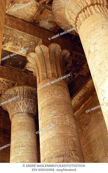 Columns in Horus temple. Edfu. Egypt