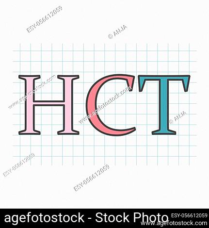 HCT (Hematocrit) acronym on checkered paper sheet- vector illustration