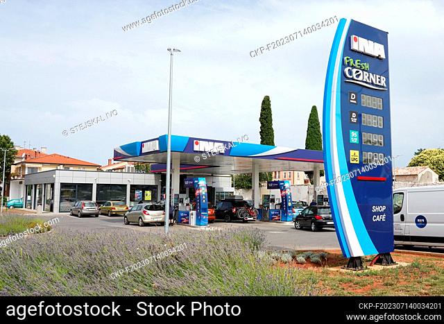 The price of fuel in Croatia outside the motorways is around 1.44 Euro for petrol 95 and 1.34 for diesel per litre. Pictured Petrol station in the centre of...